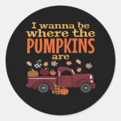 It’s Fall Y’all, Hello Autumn Pumpkin Ronde Sticker (Voorkant)