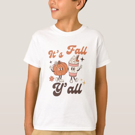 It’s Fall Y’all Kids – Cute Kawaii Pumpkin Spice  T-shirt (Voorkant)