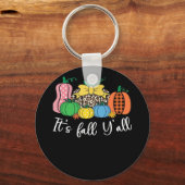 It’s Fall Y’all Leopard Pattern Pumpkin Style Sleutelhanger (Voorkant)