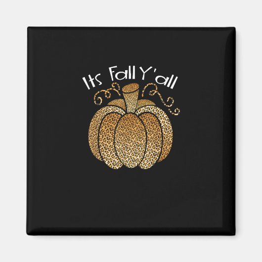 It’s Fall Y’all Leopard Print Pumpkin Rustic Happy Magneet (Voorkant)