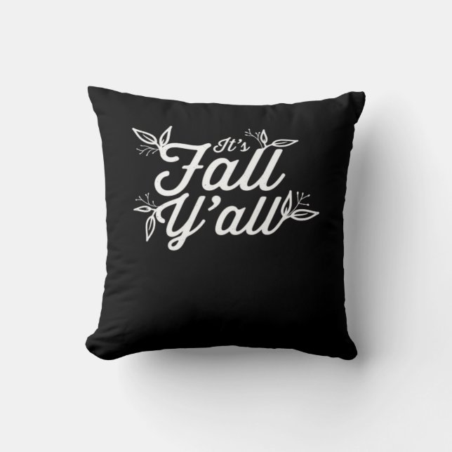 It’s Fall Y’all Lettering With Leaves Design Kussen (Voorkant)