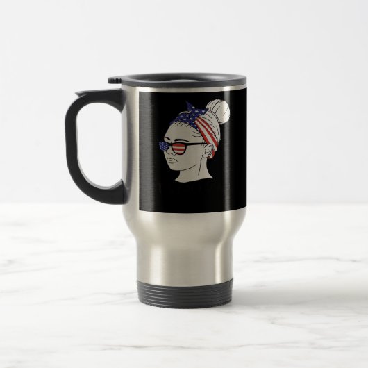 It’s Fall Y’all Messy Bun USA Flag Style Reisbeker (Links)