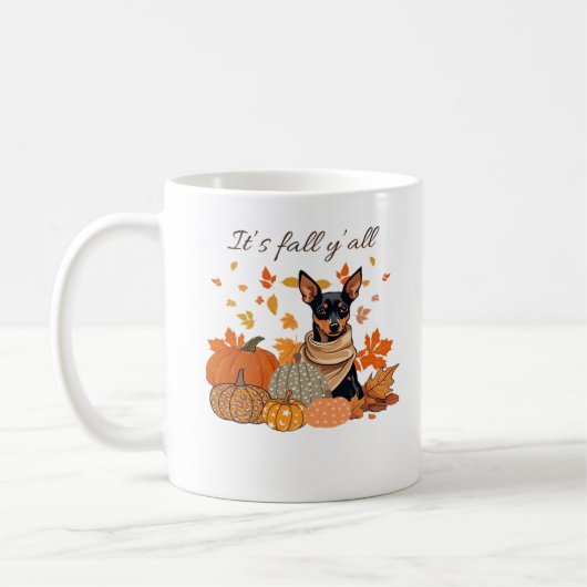 It’s Fall Y’all - Miniature Pinscher With Pumpkins Koffiemok (Links)