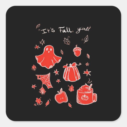 It’s Fall Y’all Minimal Clean Vierkante Sticker (Voorkant)