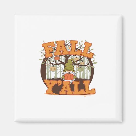 It’s Fall Y’all Pumpkin Gnome Autumn Funny Casual Magneet (Voorkant)