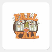 It’s Fall Y’all Pumpkin Gnome Autumn Funny Casual Vierkante Sticker (Voorkant)