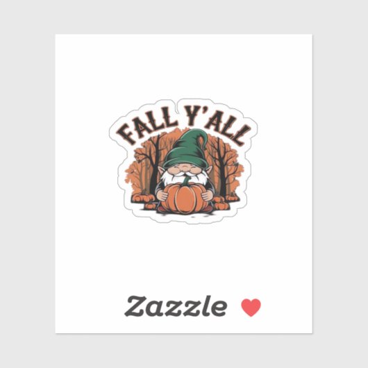 It’s Fall Y’all Pumpkin Gnome Autumn Retro Classic Sticker (Vel)