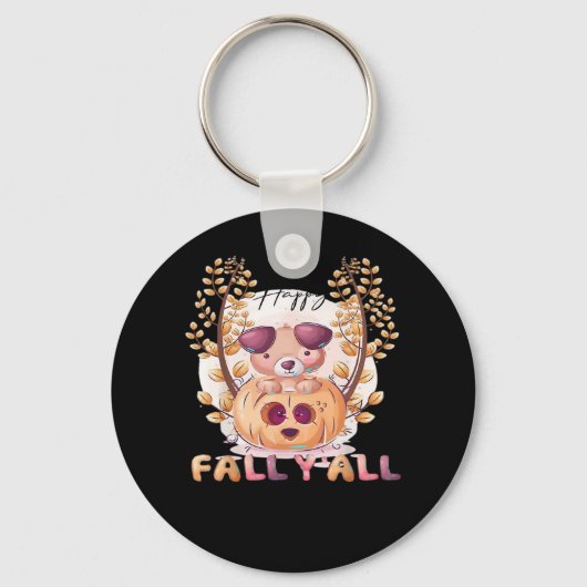 It’s Fall Y’all Pumpkin Halloween Cat Autumn Sleutelhanger (Voorkant)
