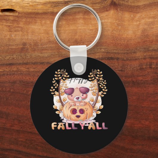 It’s Fall Y’all Pumpkin Halloween Cat Autumn Sleutelhanger (Voorkant)