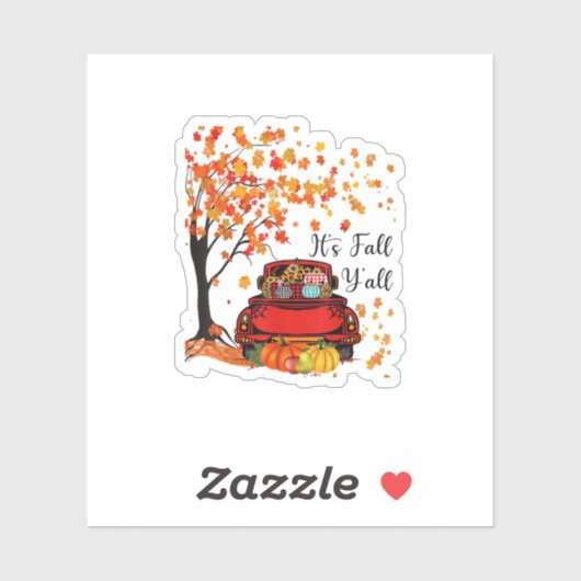 It’s Fall Y’all Pumpkin Leopard Fall Season Autumn Sticker (Vel)