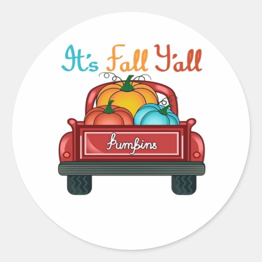 It’s Fall Y’all Pumpkin Red Ronde Sticker (Voorkant)