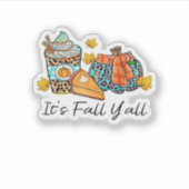 It’s Fall Y’all Pumpkin Spice Leopard Pumpkin Pie Sticker (Voorkant)