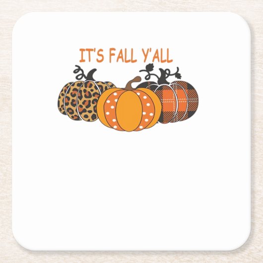 It’s Fall Y’all Pumpkin Thanksgiving Kartonnen Onderzetters (Voorkant)