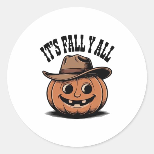 It’s Fall Y’all Pumpkin Trendy Graphic Ronde Sticker (Voorkant)