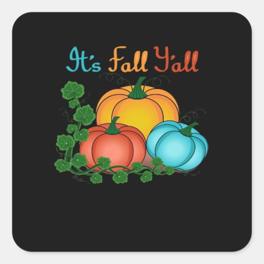 It’s Fall Y’all Pumpkins Retro Graphic Vierkante Sticker (Voorkant)
