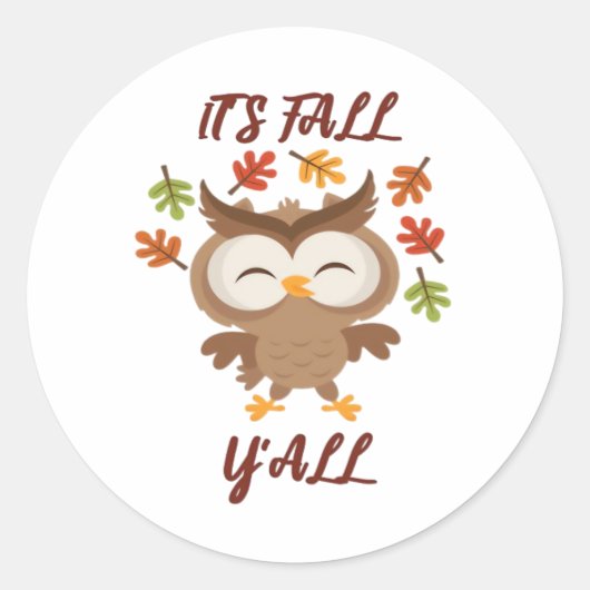It’s Fall Y’all Quote Trendy Ronde Sticker (Voorkant)