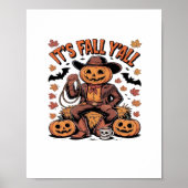 It’s Fall Y’all Western Cowboy Pumpkin Halloween Poster (Voorkant)