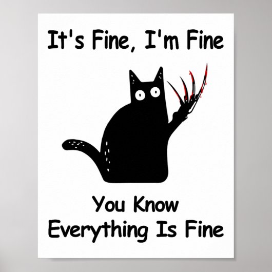It&# s Fine I &# m Fine You Know Funny Cat Poster (Voorkant)