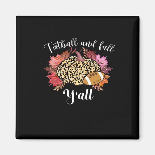 It’s Football And Fall Y’all Pumpkin Leopard Autum Magneet (Voorkant)