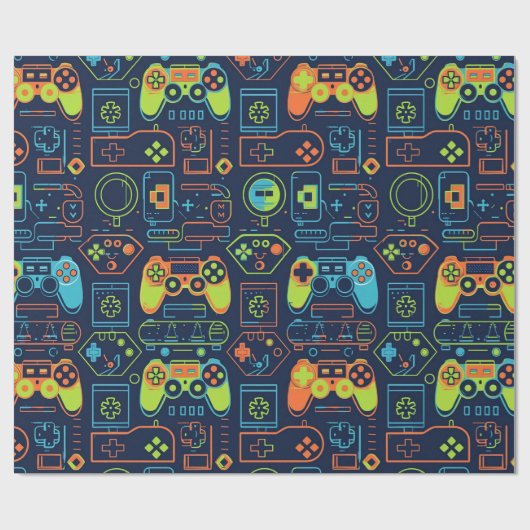 It’s Game On Skull – Video Game Birthday Cadeaupapier (Vlak)