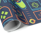 It’s Game On Skull – Video Game Birthday Cadeaupapier (Rol Hoek)