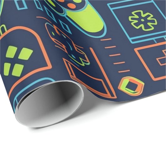 It’s Game On Skull – Video Game Birthday Cadeaupapier (Rol Hoek)