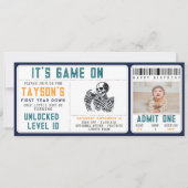 It’s Game On Skull – Video Game Birthday Party Kaart (Voorkant)
