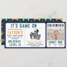 It’s Game On Skull – Video Game Birthday Party Kaart