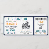 It’s Game On Skull – Video Game Birthday Party Kaart (Voorkant)