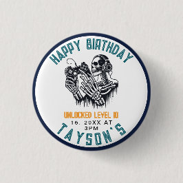 It’s Game On Skull  – Video Game Birthday party Ronde Button 3,2 Cm