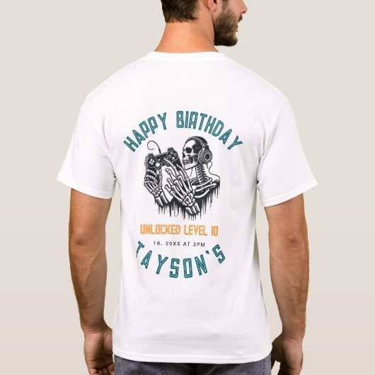It’s Game On Skull  – Video Game Birthday T-shirt (Achterkant)