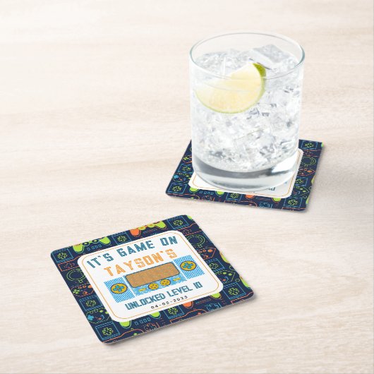 It’s Game On – Video Game Birthday party Kartonnen Onderzetters (Insitu)