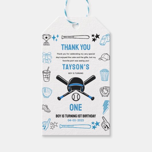 It’s Game Time Baseball 1st Birthday Cadeaulabel (Voorkant)