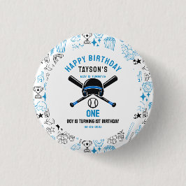 It’s Game Time Baseball 1st Birthday – Fun Kids  Ronde Button 3,2 Cm