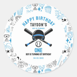 It’s Game Time Baseball 1st Birthday – Fun Kids  Ronde Sticker