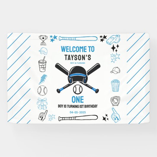 It’s Game Time Baseball 1st Birthday – Fun Kids  Spandoek (Horizontaal)