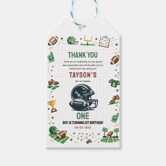 It’s Game Time Football 1st Birthday Cadeaulabel (Voorkant)