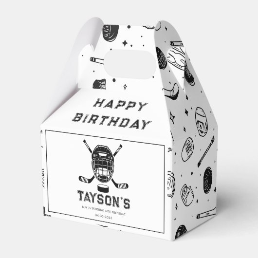 It’s Game Time Hockey 5th Birthday Party Bedankdoosjes (Achterkant)