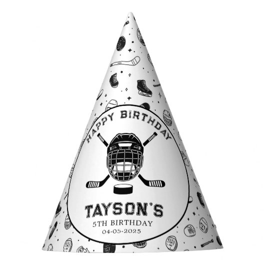 It’s Game Time Hockey 5th Birthday Party Feesthoedjes (Voorkant)