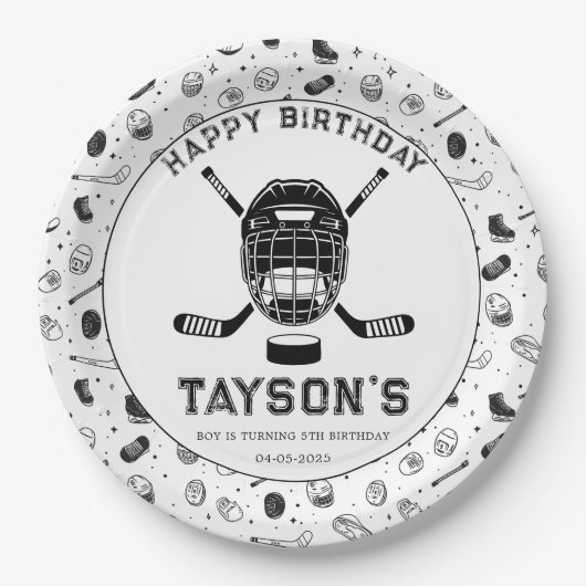 It’s Game Time Hockey 5th Birthday Party Papieren Bordje (Voorkant)