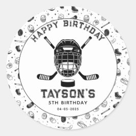 It’s Game Time Hockey 5th Birthday Party Ronde Sticker