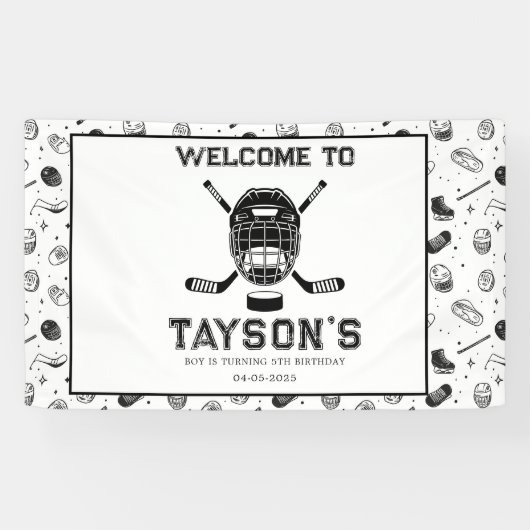 It’s Game Time Hockey 5th Birthday Party Spandoek (Horizontaal)