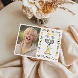 It’s Game Time Tennis 1st Birthday – Fun Kids  Bedankkaart