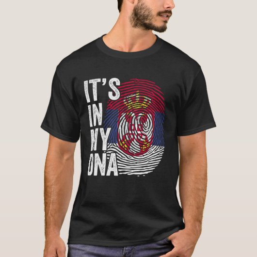 It s In My DNA Cool Srbija Fingerprint Serbia Serb T-shirt (Voorkant)
