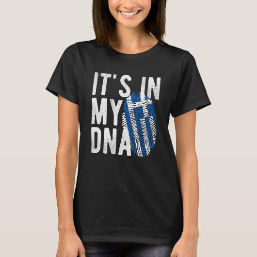 it s in my DNA Greece flag Fingerprint T-shirt (Voorkant)
