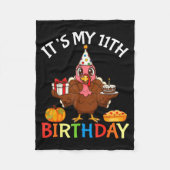 It’s My 11th Birthday Turkey With Cake Present Pum Fleece Deken (Voorkant)