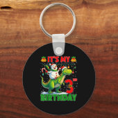 It’s My 3rd Birthday Xmas Snowman Riding Dinosaur  Sleutelhanger (Voorkant)