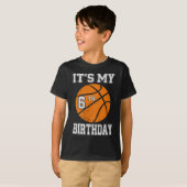 It’s My 6th Birthday Basketball Design T-shirt (Voorkant volledig)