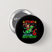 It’s My 6th Birthday Xmas Reindeer Riding Dinosaur Ronde Button 5,7 Cm (Voorkant /achterkant)