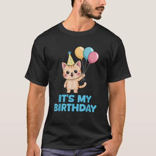 It s My Birthday Kawaii Cat T-shirt (Voorkant)